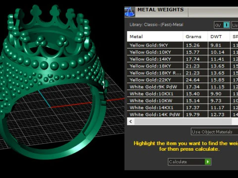 Imperial Red Agate Crown Ring 3D Model