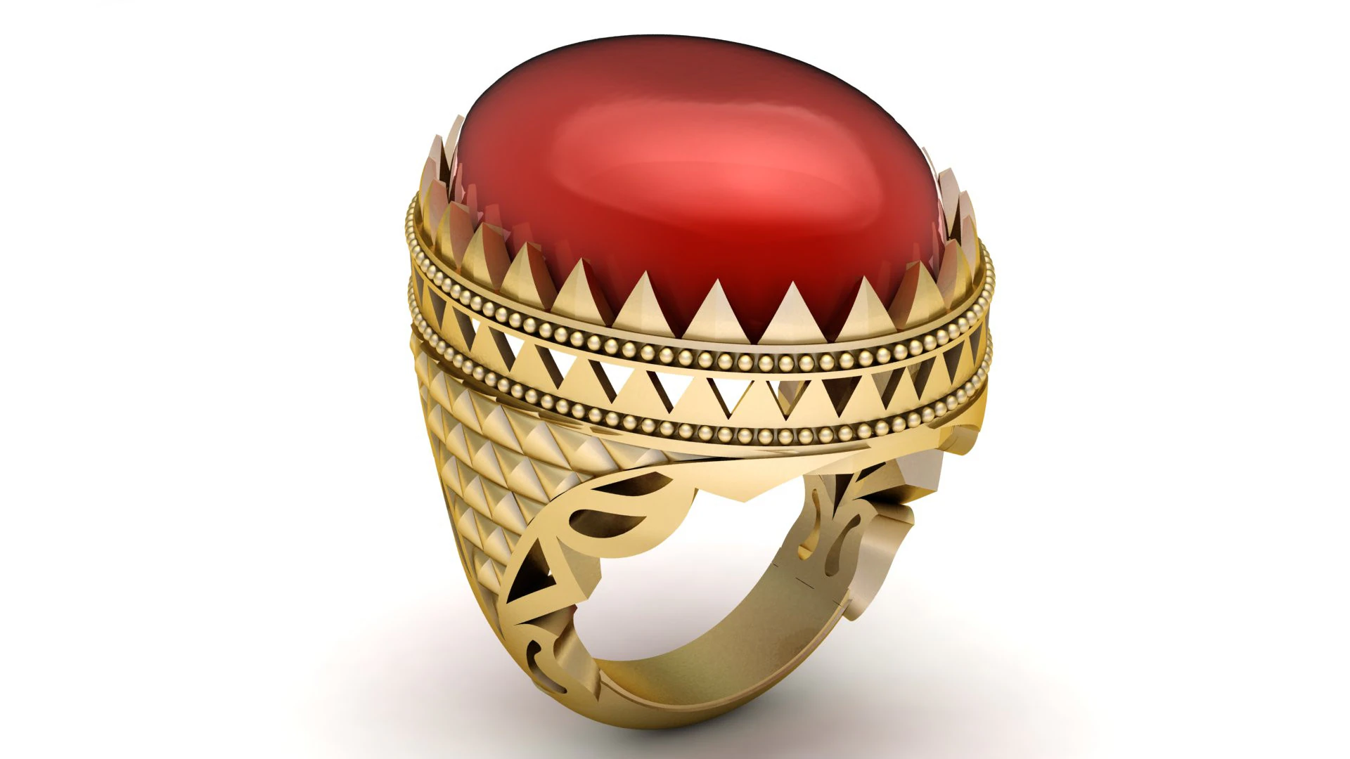 Imperial Red Agate Crown Ring 3D Model .c4d .max .obj .3ds .fbx .stl .blend 