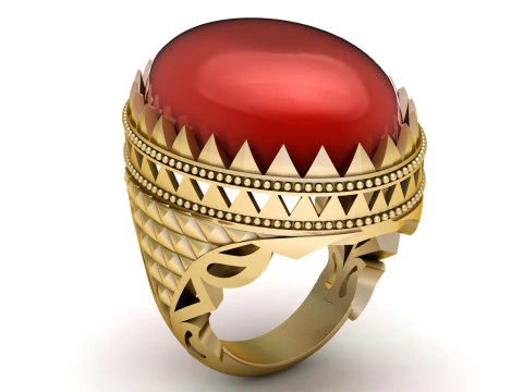 Anel Coroa de &Aacute;gata Vermelha Imperial Modelo 3D