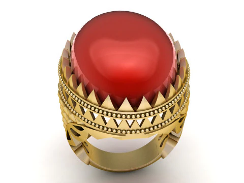 Imperial Red Agate Crown Ring 3D Model