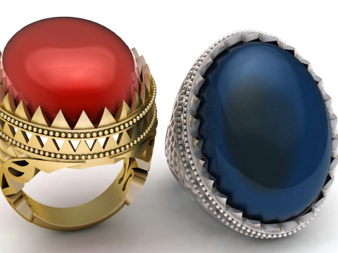 Imperial Red Agate Crown Ring 3D Model