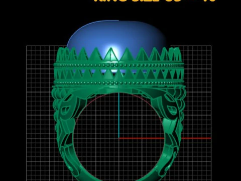 Imperial Red Agate Crown Ring 3D Model