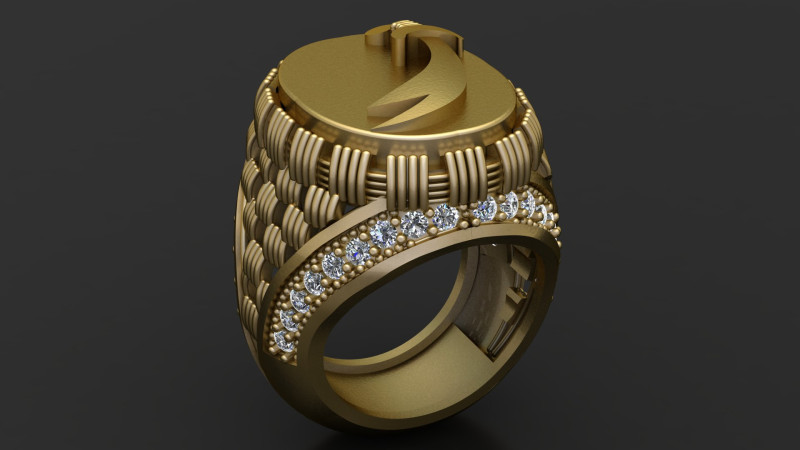 Sovereign Gold Signet Ring 3D Model .c4d .max .obj .3ds .fbx .stl .blend 