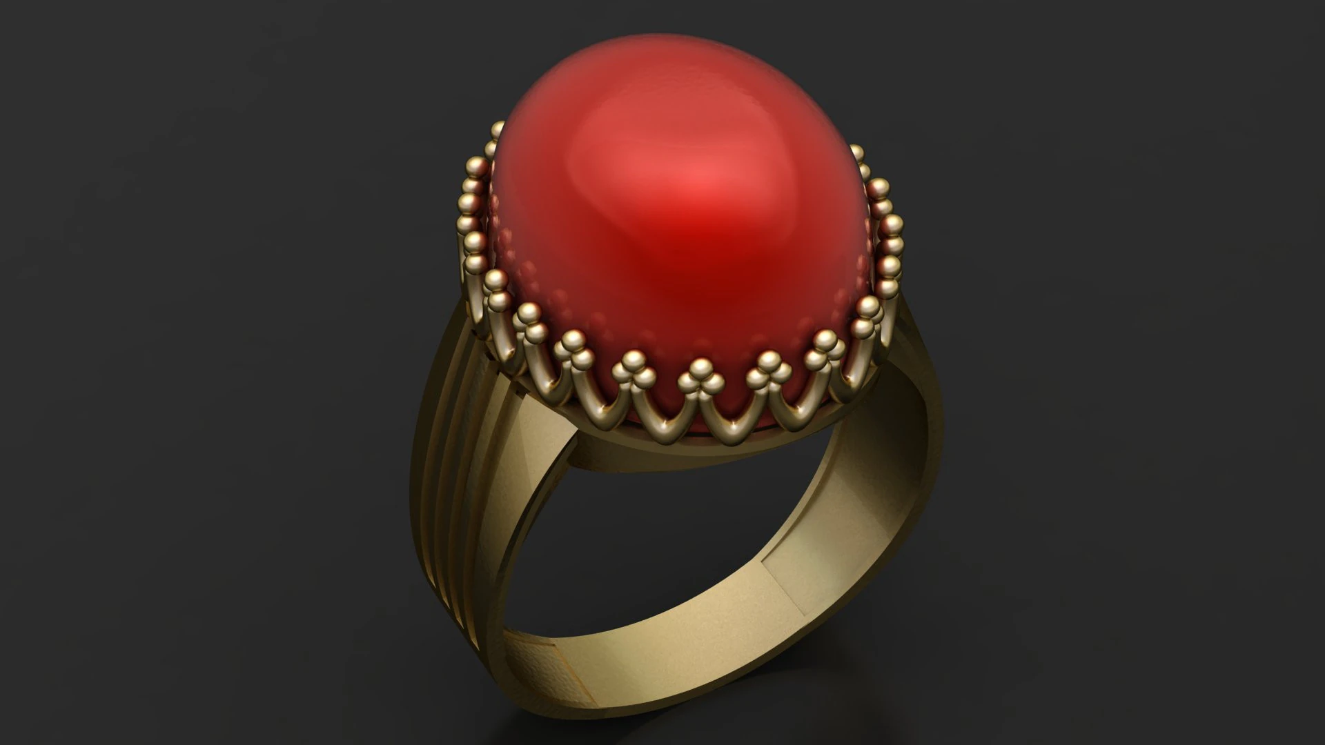 Imperial Red Cabochon Gold Ring 3D Model .c4d .max .obj .3ds .fbx .stl .blend 