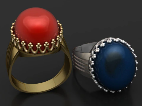 Imperial Red Cabochon Gold Ring 3D Model