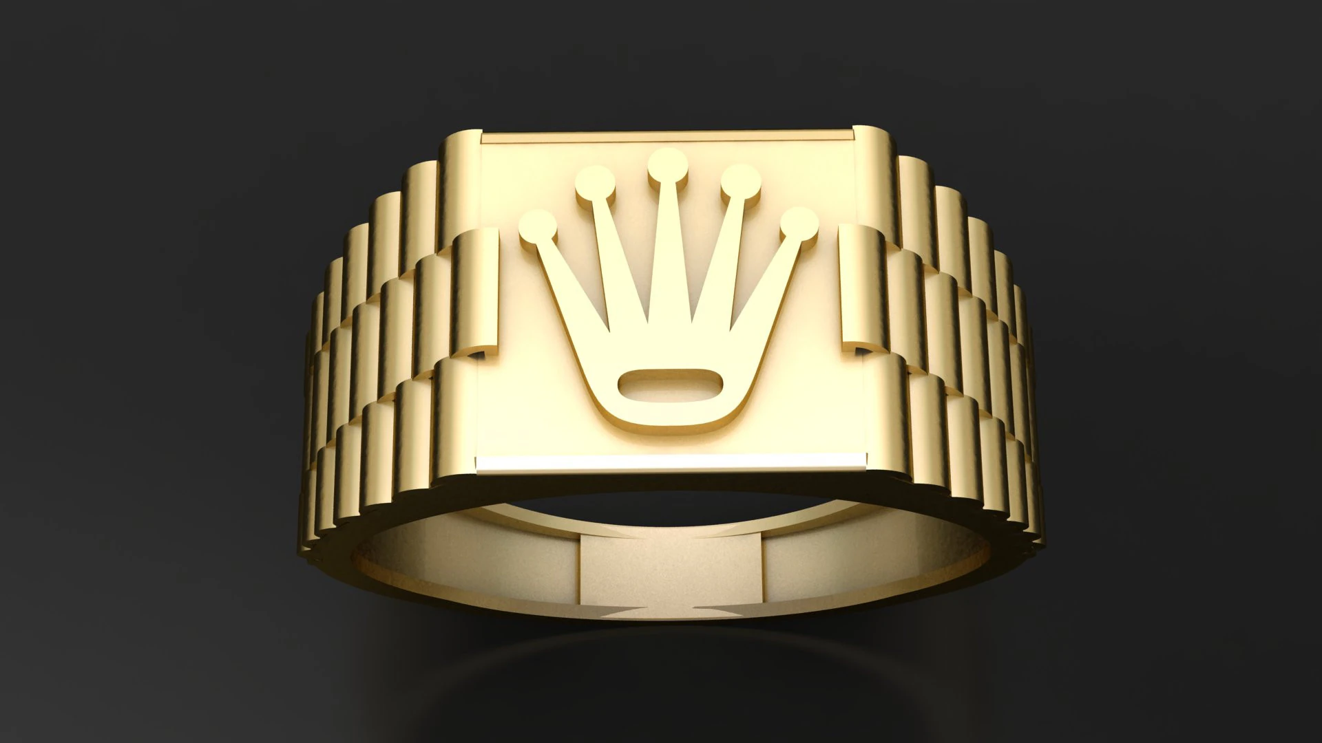 Luxury Crown Signet Ring 3D Model .c4d .max .obj .3ds .fbx .stl .blend 
