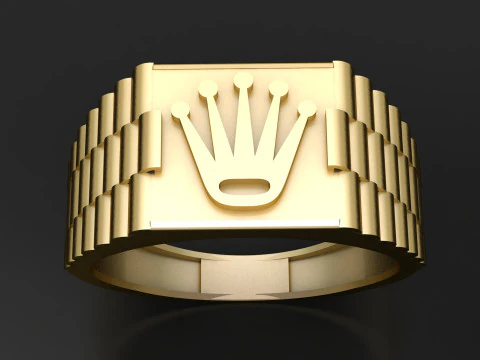 Luxury Crown Signet Ring 3D Model
