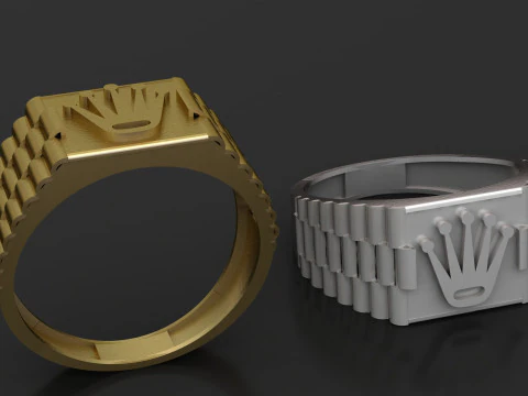 Luxury Crown Signet Ring 3D Model