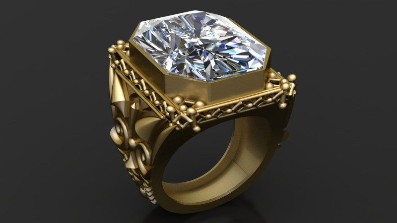 Kraliyet Sekizgen Pırlanta Bildiri Y&uuml;z&uuml;ğ&uuml; 3D Model .c4d .max .obj .3ds .fbx .stl .blend 