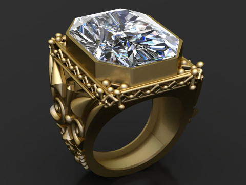 ロイヤル オクタゴン ダイヤモンド ステートメント リング 3Dモデル