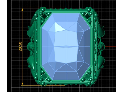 Kraliyet Sekizgen Pırlanta Bildiri Y&uuml;z&uuml;ğ&uuml; 3D Model