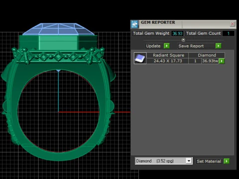 Royal Octagon Diamond Statement Ring 3D Model