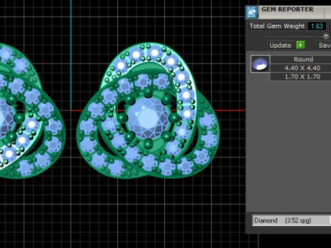 Floral Diamond Cluster Stud Earrings 3D Model
