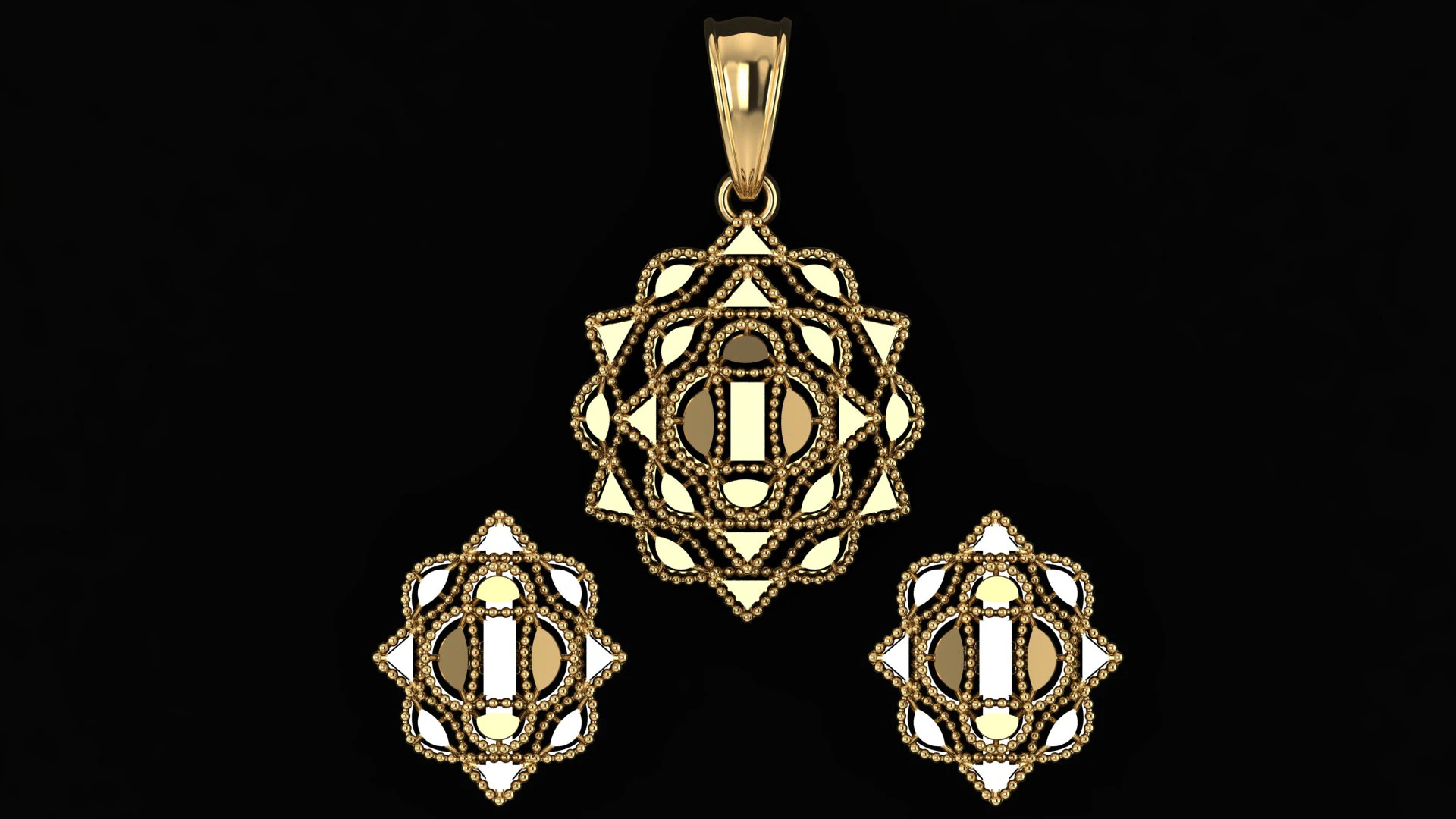 Luxury Geometric Halo Pendant 3D Model .c4d .max .obj .3ds .fbx .stl .blend 