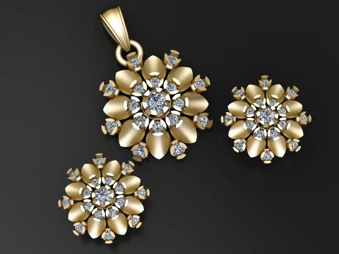 Luxury Floral Diamond Pendant 3D Model