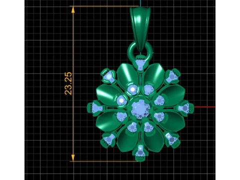 Luxury Floral Diamond Pendant 3D Model
