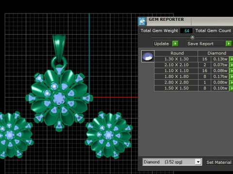 Luxury Floral Diamond Pendant 3D Model