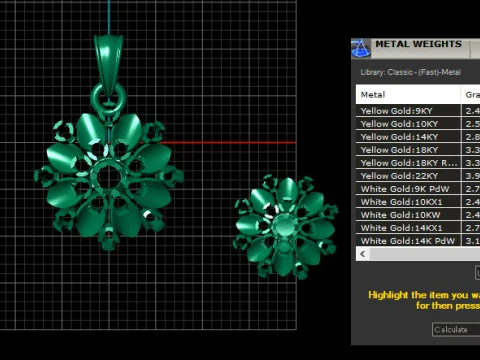 Luxury Floral Diamond Pendant 3D Model