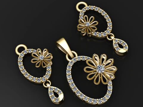 Елегантний кулон із квітковим німбом 3D Модель