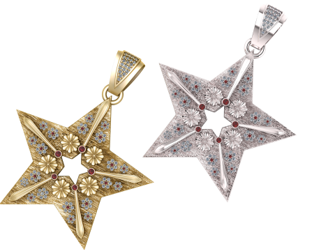 華やかなスターペンダント 3Dモデル