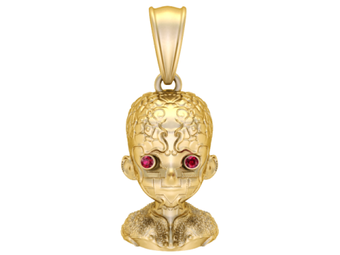 Cyber Pharaoh Skull Pendant Futuristic Luxury 3D Jewelry Model 3D Model