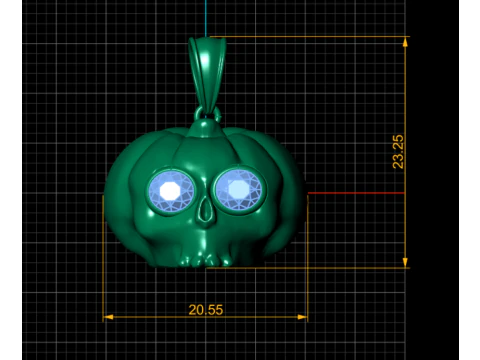 Pumpkin Skull Pendant with Gemstone Eyes Luxury Fantasy 3D Jewelry Model 3D Model