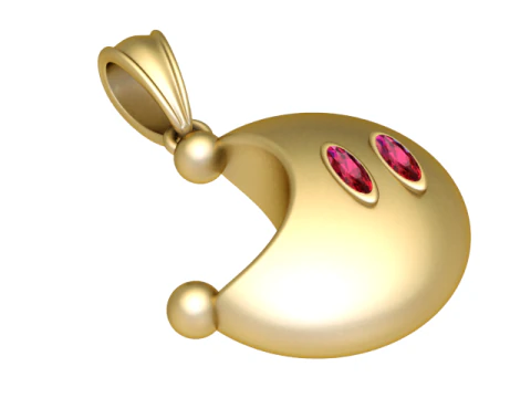 Ciondolo con pietra preziosa di luna crescente Modello di gioielli 3D di fantasia di lusso Modello 3D