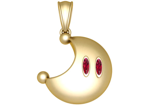 Crescent Moon Gemstone Pendant Luxury Fantasy 3D Jewelry Model 3D Model