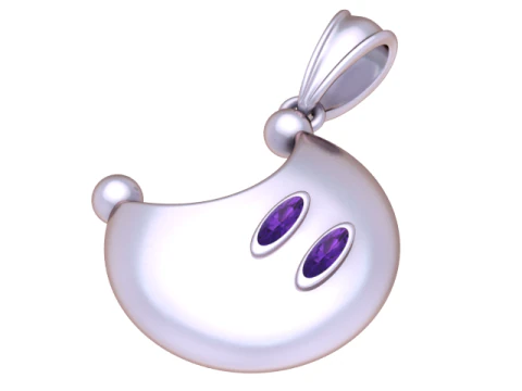 Crescent Moon Gemstone Pendant Luxury Fantasy 3D Jewelry Model 3D Model