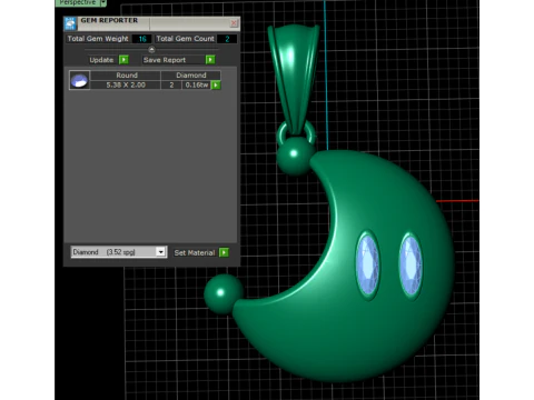 Crescent Moon Gemstone Pendant Luxury Fantasy 3D Jewelry Model 3D Model