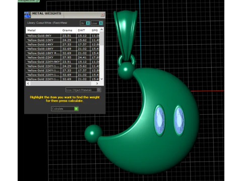 Crescent Moon Gemstone Pendant Luxury Fantasy 3D Jewelry Model 3D Model