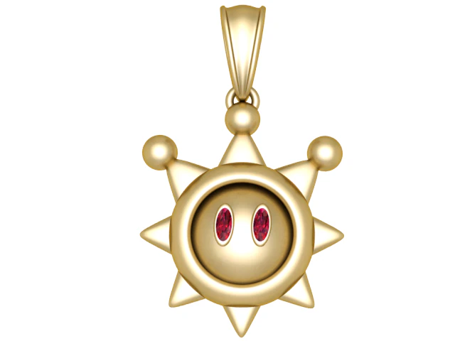 Celestial Sun Guardian Pendant with Gemstone Eyes Luxury Fantasy 3D Jewelry Model 3D Model .c4d .max .obj .3ds .fbx .stl .blend 