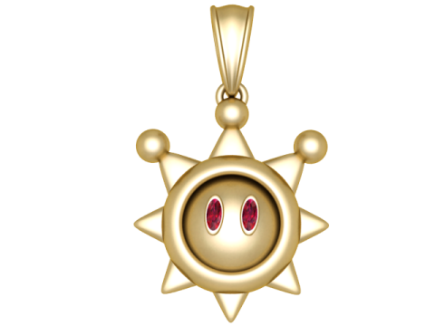 Celestial Sun Guardian Pendant with Gemstone Eyes Luxury Fantasy 3D Jewelry Model 3D Model