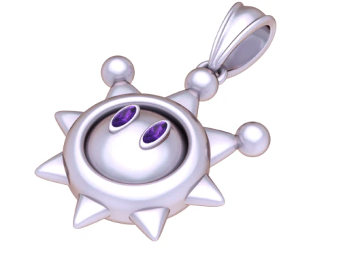 Celestial Sun Guardian Pendant with Gemstone Eyes Luxury Fantasy 3D Jewelry Model 3D Model