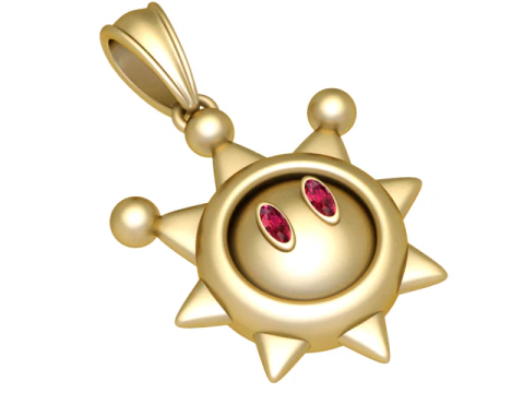 Celestial Sun Guardian Pendant with Gemstone Eyes Luxury Fantasy 3D Jewelry Model 3D Model