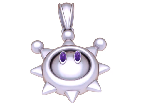 Celestial Sun Guardian Pendant with Gemstone Eyes Luxury Fantasy 3D Jewelry Model 3D Model