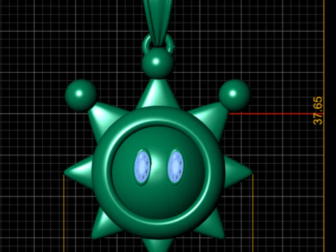 Celestial Sun Guardian Pendant with Gemstone Eyes Luxury Fantasy 3D Jewelry Model 3D Model