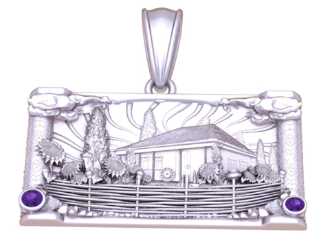 Rustic Homestead Scenic Pendant Heritage Landscape 3D Jewelry Model 3D Model