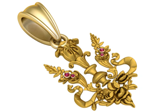 Modello di gioielli 3D ornamentali di lusso con ciondolo stemma a doppio serpente barocco Modello 3D