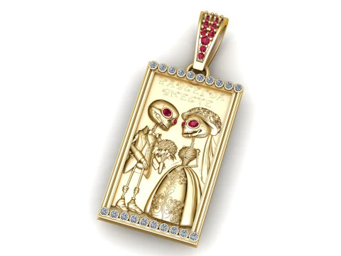 Eternal Union Skeleton Couple Pendant 3D Print Model