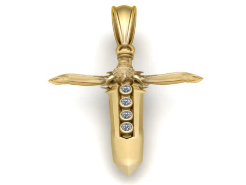 Liontin Pedang Bersayap Ilahi Model Cetak 3D