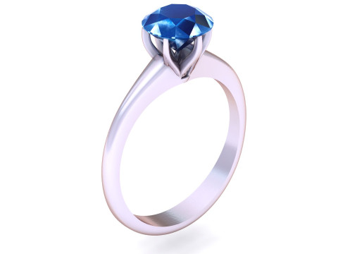 Royal Crimson Solitaire Gold Ring 3D Print Model