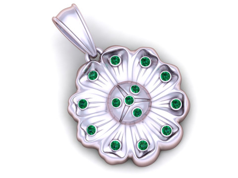 Imperial Bloom Ruby Gold Flower Pendant 3D Print Model