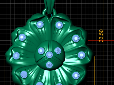 Imperial Bloom Ruby Gold Flower Pendant 3D Print Model