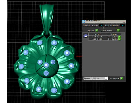 Imperial Bloom Ruby Gold Flower Pendant 3D Print Model