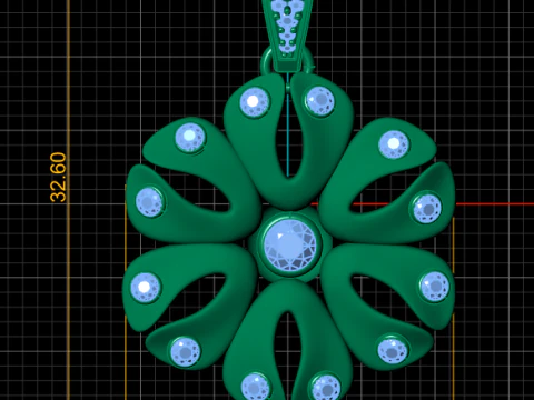 Golden Ruby Blossom Pendant 3D Print Model