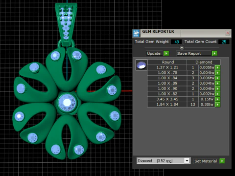 Golden Ruby Blossom Pendant 3D Print Model