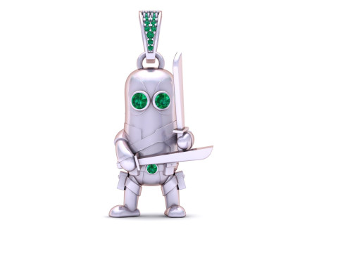 Wisiorek ze złotym robotem-wojownikiem Model do druku 3D