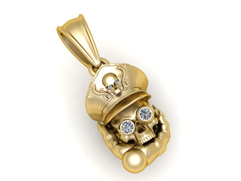 Pendentif t&ecirc;te de mort royale avec yeux en diamant Modèles 3D en vedette