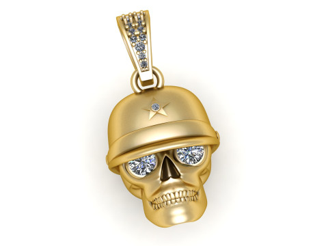 Diamond-Eye Skull Helmet Pendant 3D Print Model
